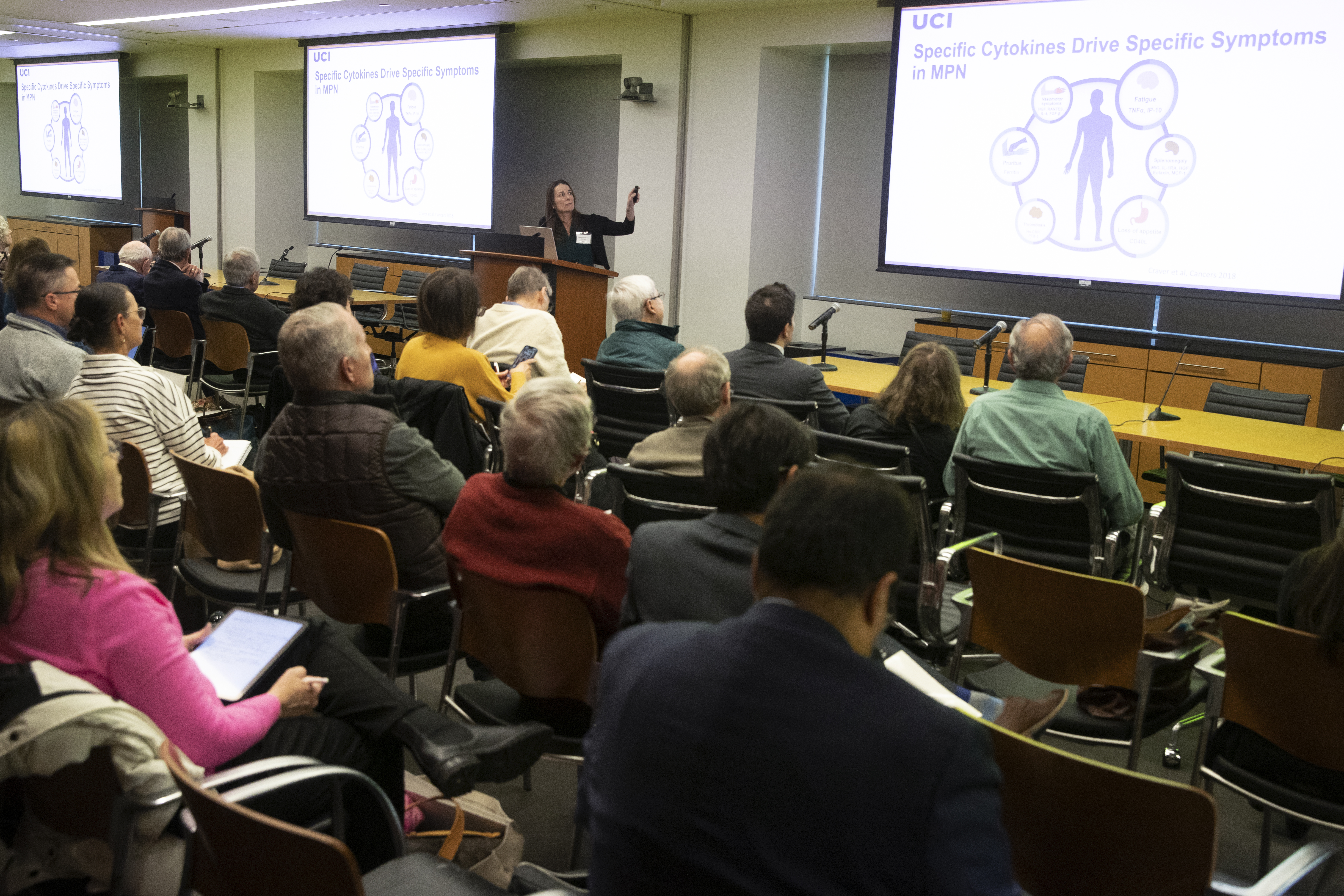 The Cancer Research & Treatment Fund’s 12th International Patient Symposium on Myeloproliferative Neoplasms held at Weill Cornell Medicine Wednesday, Nov. 1, 2023, in New York.  (AP Photo/John Munson)